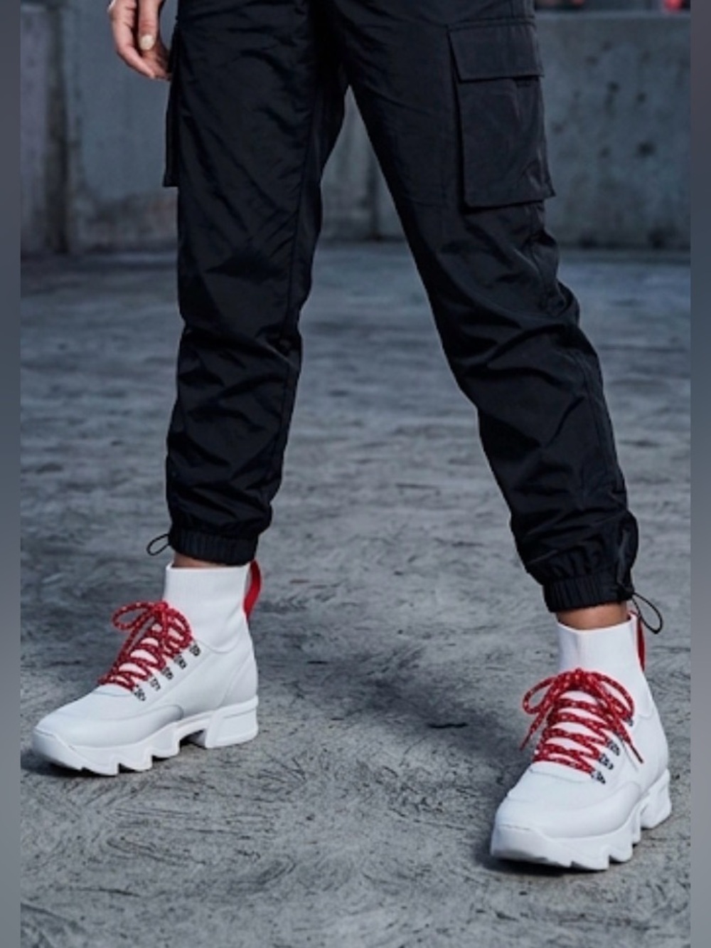 iRi NYC Women’s White/Red Lace Up Sock Sneaker . Size 40 US 10.